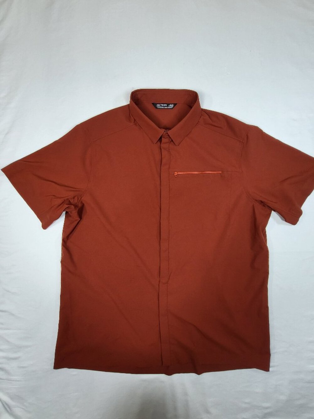 Arc'teryx Skyline Short Sleeve Snap Shirt XL Rust Orange Terracotta Trail Tech